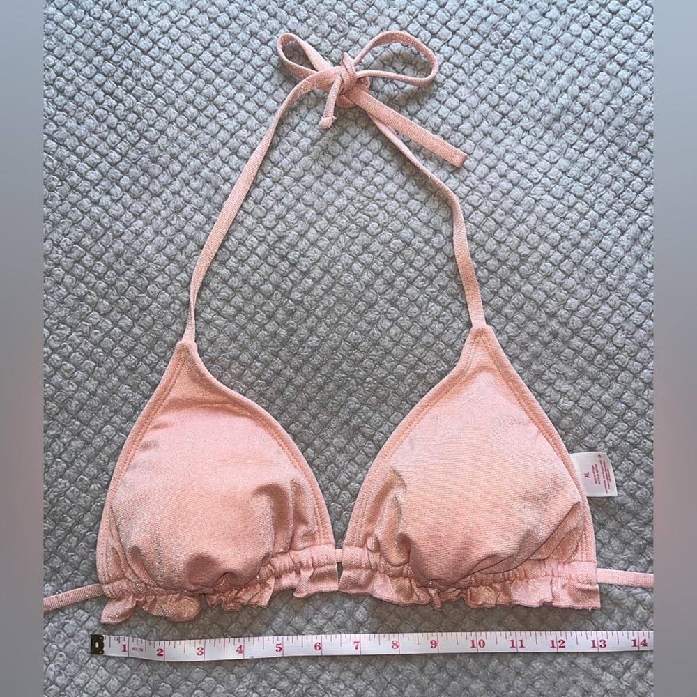 pink glitter ruffle bikini top